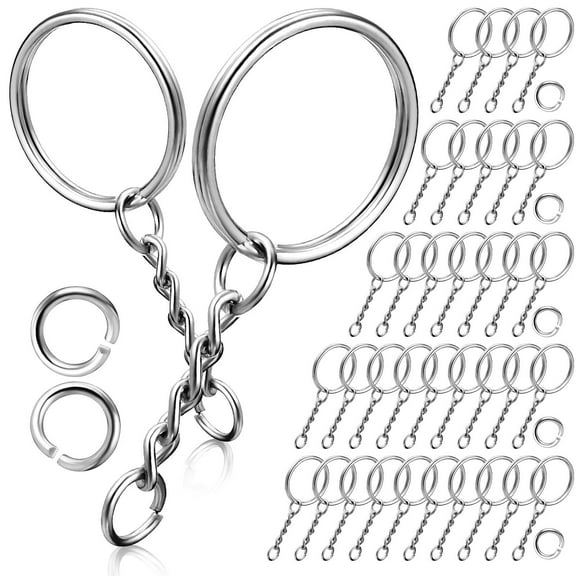 WHAMVOX 120-Piece Round Keychain Accessories Set for Crafting, Projects, and Key Organization Supplies
