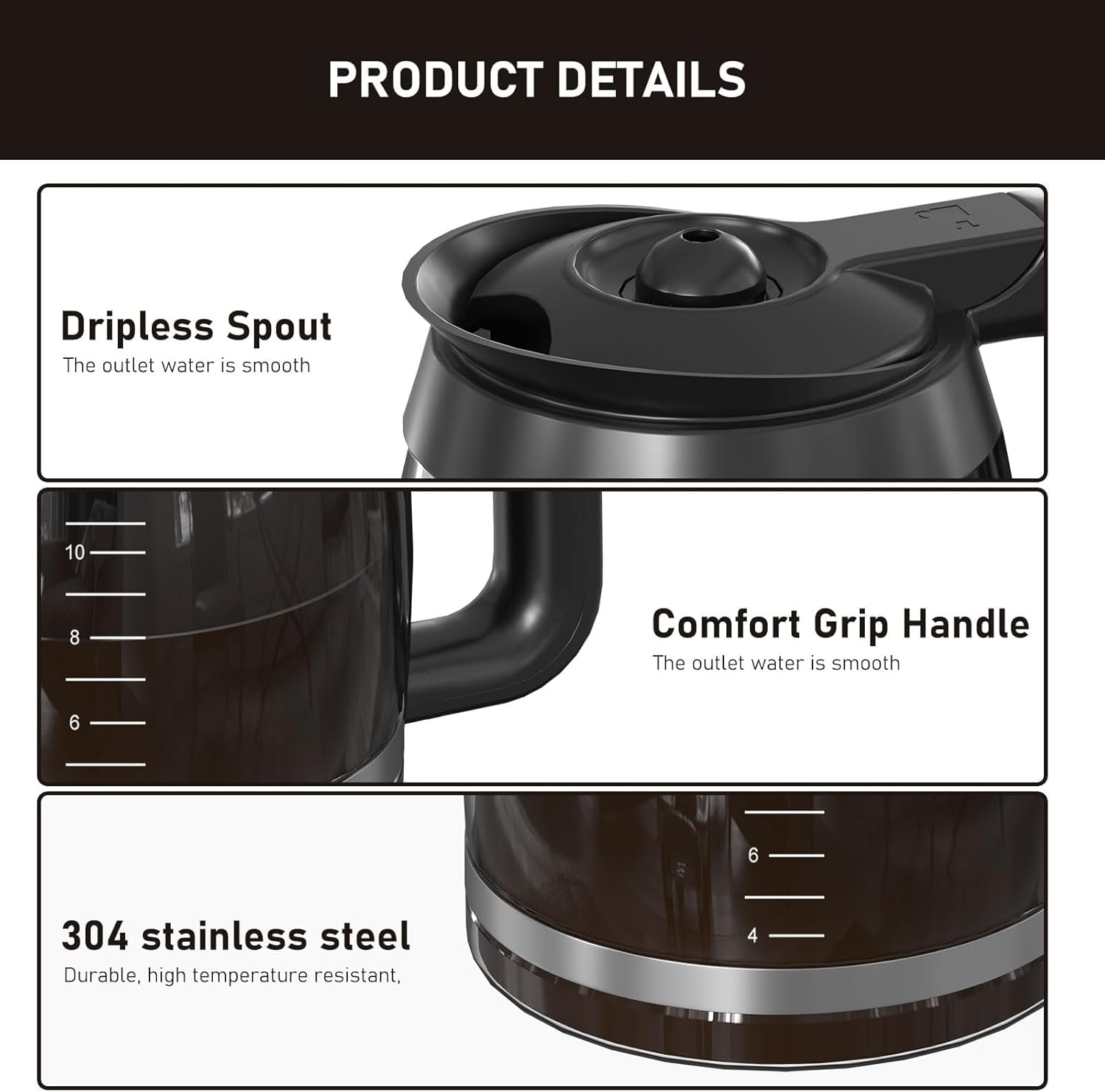 CE251 12-Cup Glass Carafe Pot Replacement Compatible with Ninja Coffee Brewer Maker, Fit Models CE251 CE201 CE201C CE200 CE200C Model# XGLSLID200, 1 Pack