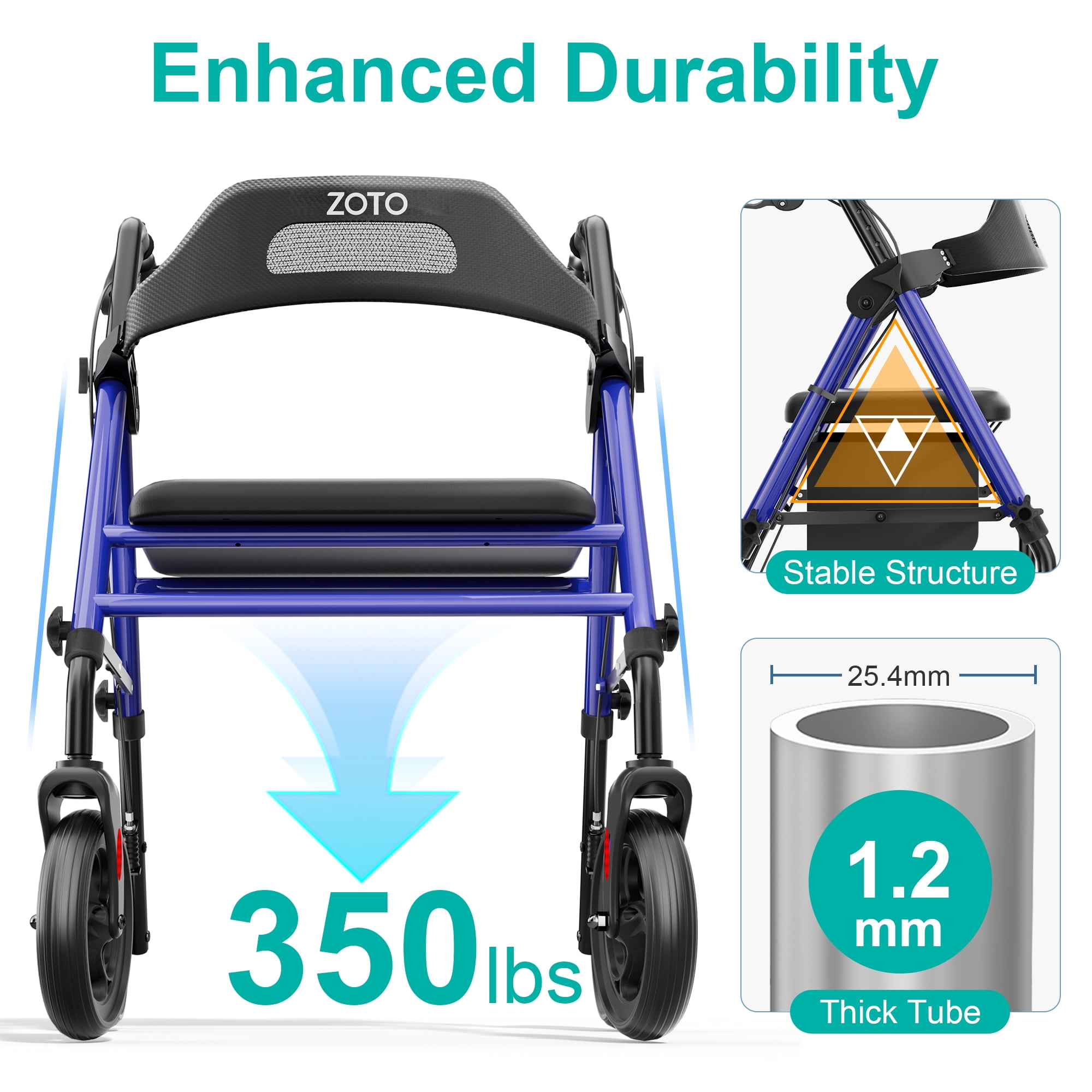 Walkersページ ZOTO Foldable Rollator Walker with Seat for Seniors, Height