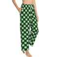 thumbnail image 2 of Uemuo Green Argyle Plaid Pattern Women's Wide Leg Palazzo Lounge Pants with Pockets Light Weight Loose Comfy Casual Pajama Pants-X-Large, 2 of 9