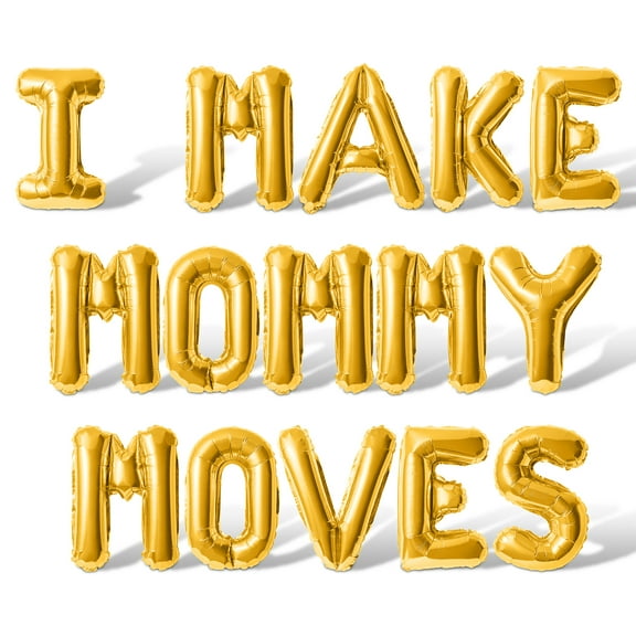 Letter Balloons - I MAKE MOMMY MOVES 16" Inch Alphabet Letters Foil Mylar Balloon Baby Shower Party Banner (Gold)