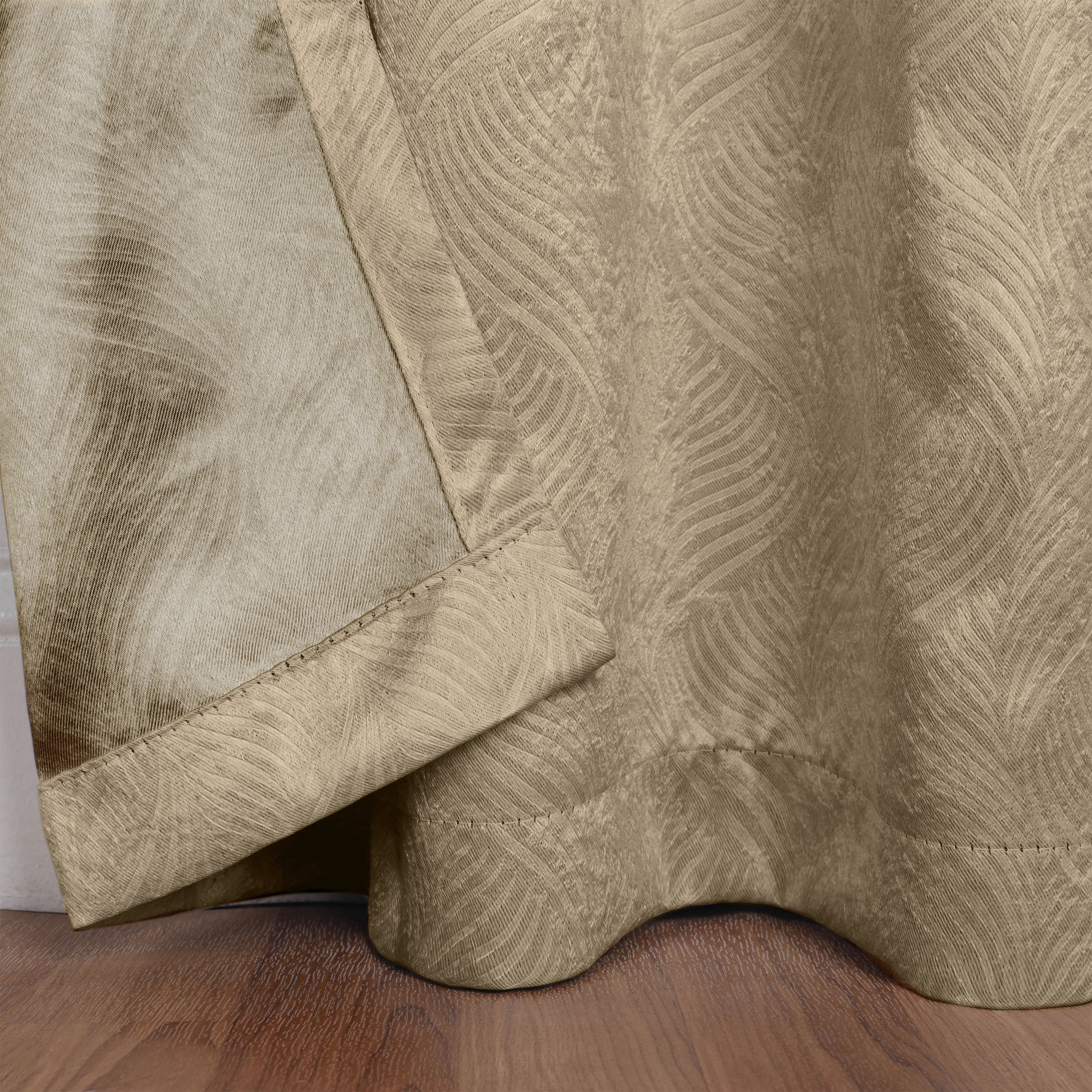 Superior Wave Blackout Grommet Curtains Panel Set, Tan, 52" x 84"