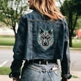 thumbnail image 3 of Wolf Iron on Rhinestone Heat Transfer Wolf Head Hot Transfers Patches Animal Bling Iron on Rhinestone Crystal T Shirt Transfer 5.7×7.6inch Clothing Repair Applique for Coat Bag Jeans, 3 of 9
