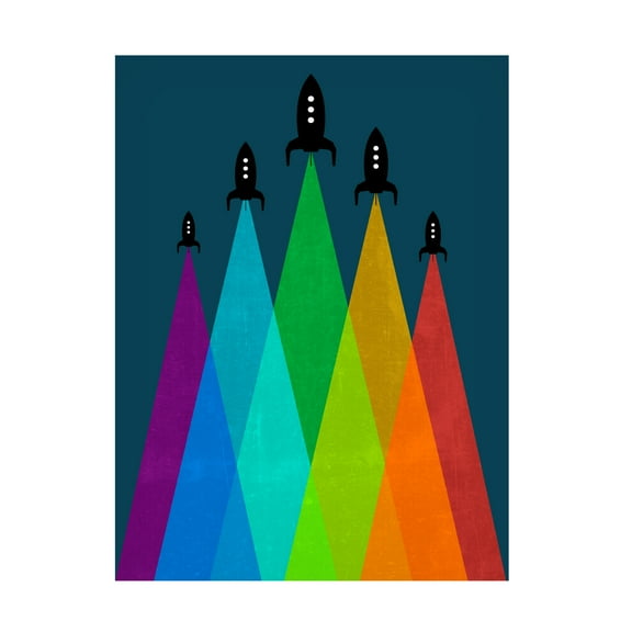 Canvas Wall Art - Tom Quartermaine 'Abstract Rainbow Rocket 2' Wall Art for Living Room, Bedroom, or Office DÃ©cor by Trademark Fine Art - 14 x 19 Inches