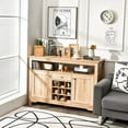 thumbnail image 3 of Buffet Cabinet, Farmhouse Coffee Bar Table with Doors & Drawer, Liquor Cabinet with Wine Racks, Wood Buffets & Sideboards, Sideboard Storage Cabinet for Kitchen, Dining Living Room (Natural), 3 of 18
