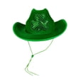 thumbnail image 3 of Sombrero de vaquero jinwen verde ala ancha para celebraciones disfraces espectáculos, 3 of 8