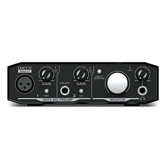 Interfaz de estudio de grabación USB Mackie Onyx Artist 1.2 2x2 con Micrófono y Soporte