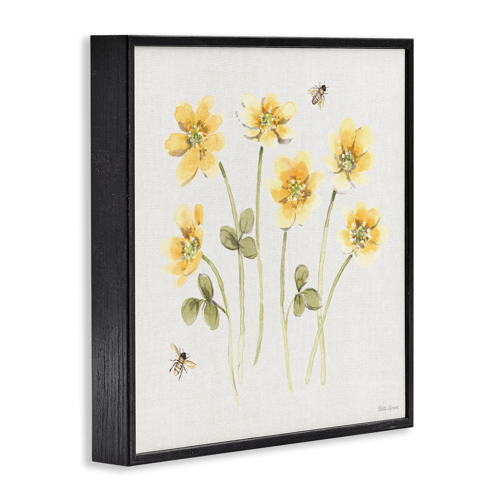 Stupell Industries Sweet Honey Wildflowers Black Framed Giclee Art, design by Beth Grove