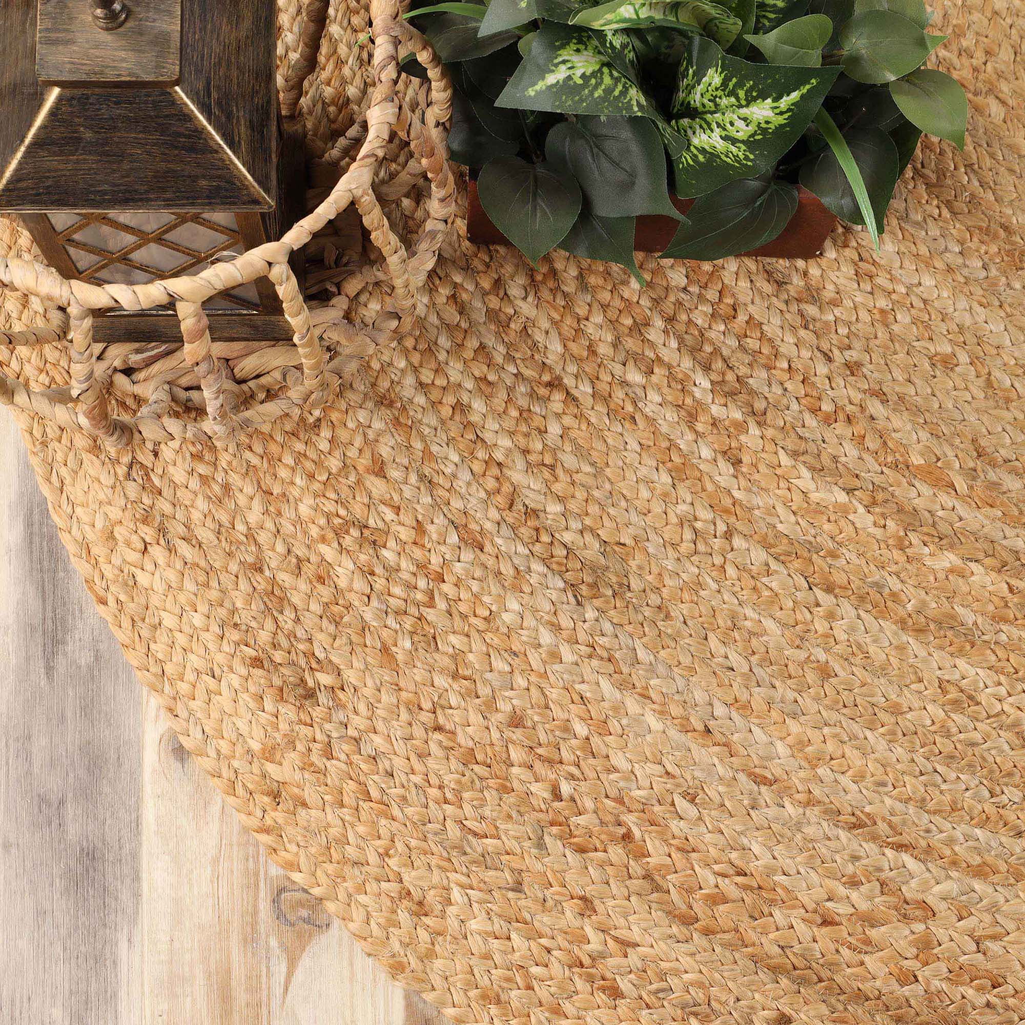 Superior Braided Jute Handwoven Area Rug, Reversible Indoor Outdoor Rugs, 8' x 10' Oval, Natural Tan