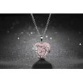 thumbnail image 2 of Collar con colgante de piedra de cristal curativo de cuarzo rosa con forma de corazón y hojas y flores, 2 of 5
