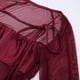 thumbnail image 5 of Camisa elegante de fiesta para mujer con dobladillo con abertura, talla S, blusa de malla de manga larga con cuello dividido en rojo, 5 of 8