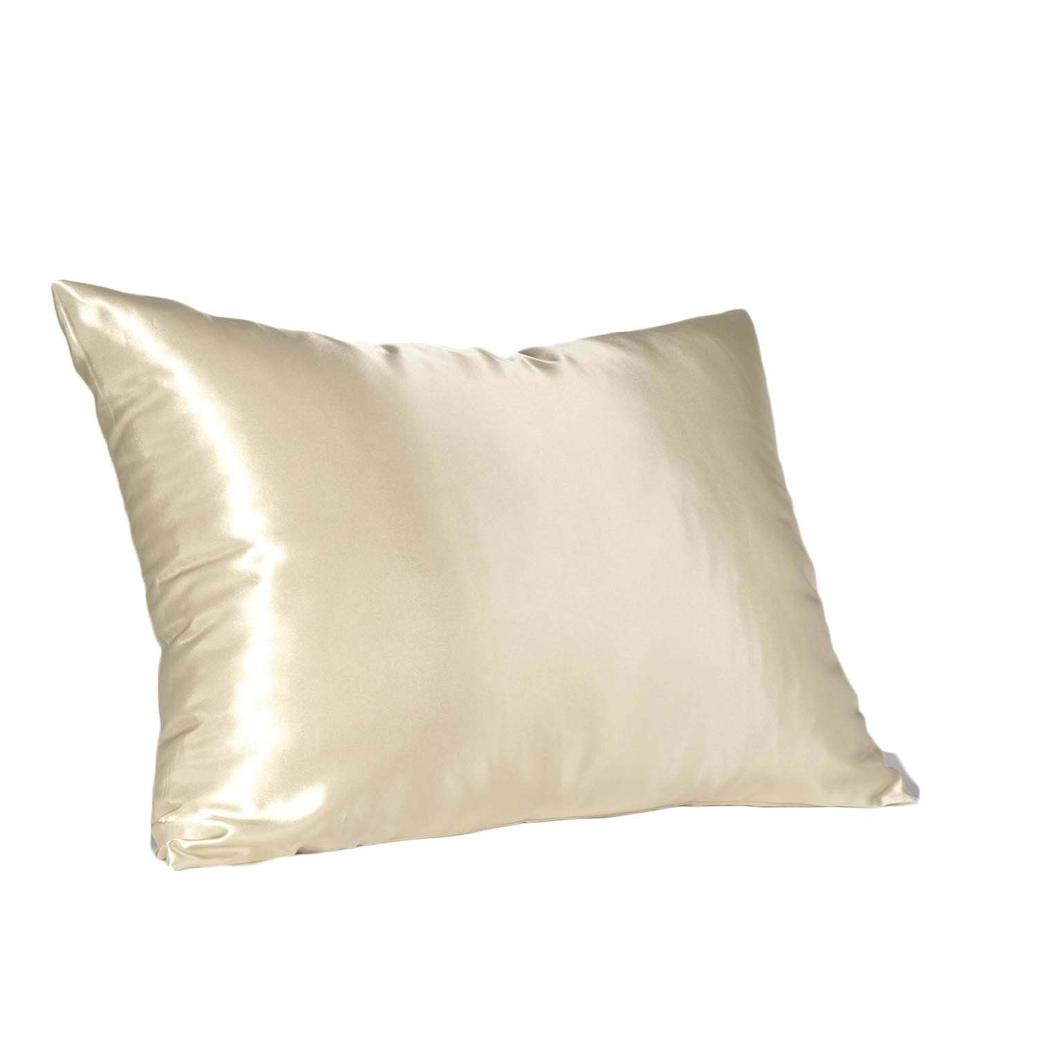 2 Pack Luxury Satin Pillow Case (Standard, Beige)