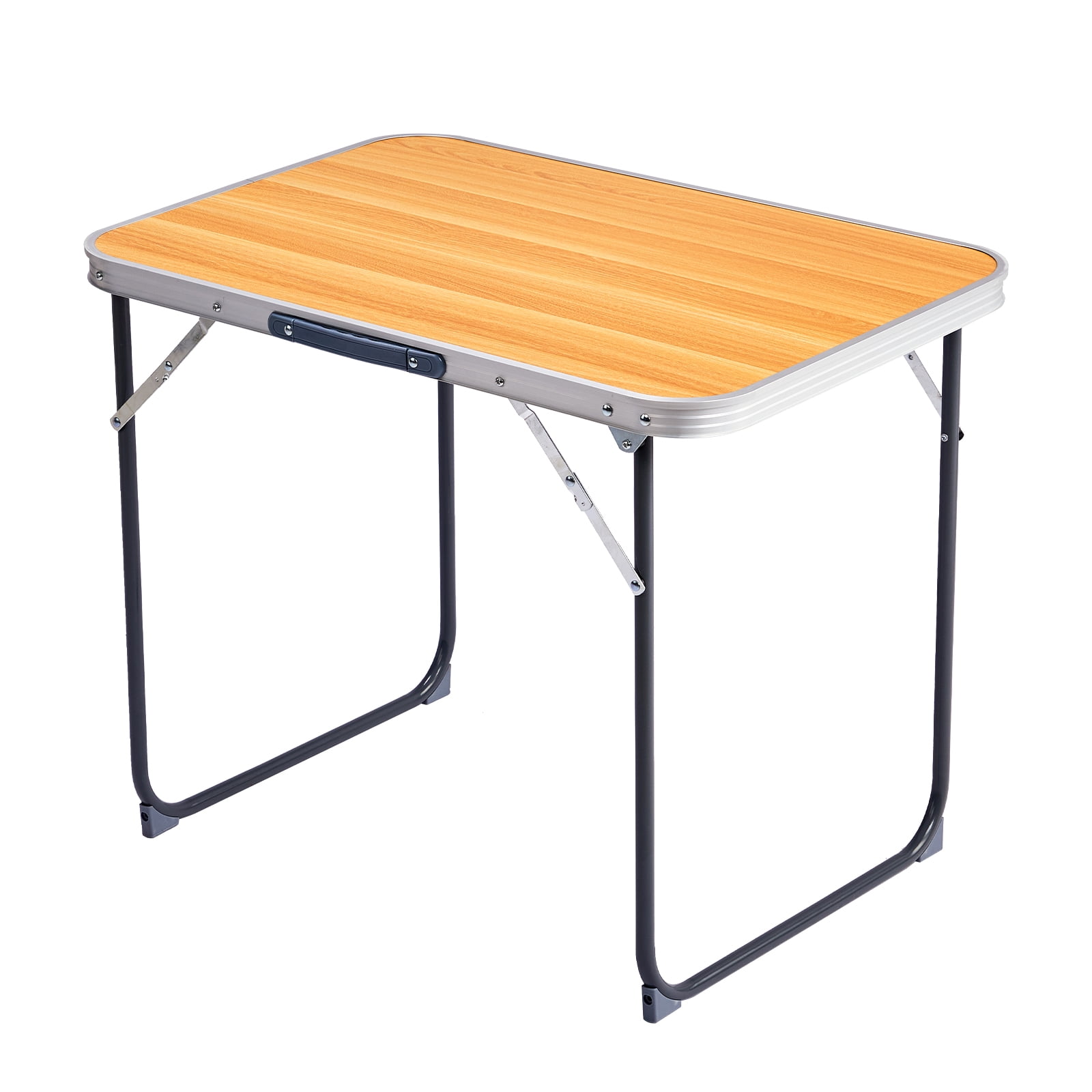 2.3ft Aluminum Camping Folding Table wood grain color
