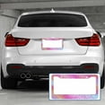 thumbnail image 4 of Sloboki Rainbow Gradient Sparkle Glitter License Plate Frame Universal Aluminum Metal Car Tag Holders Cars Decor, 4 of 5