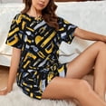 thumbnail image 4 of Gukieu Repair tools Print Women's Short-sleeved Pajama Set, Round Neck Button Top Elastic Shorts 2-piece Set, Summer Home Leisure Clothing-Large, 4 of 6