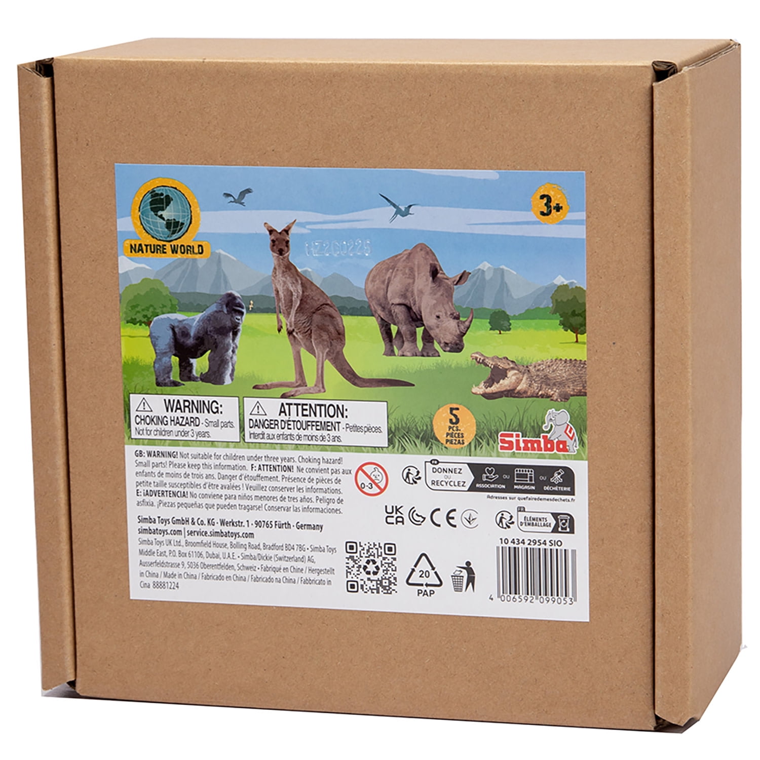 Simba Toys: Wild Animals Set – 5 Wildlife Figures, Brown Bear, Polar Bear, Llama, Panda, Penguin, Colorful-Detailed, Realistic Toy Miniatures, Kids 3+