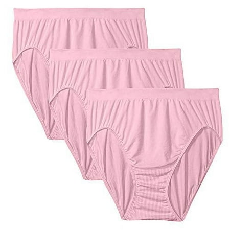 Bali Women`s Comfort Revolution Microfiber Seamless Hi Cut Panty,303J,10/11 (Pack of 3) 3 Pink Sands