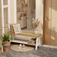 thumbnail image 7 of 43.3" Farmhouse Bench, End of Bed Bench,Solid Wood Entryway Bench, Indoor Bench, Rustic Wood Bench Seat for Indoor,Entryway, Dining Room, Living Room, Hallway, end Bed and Front Door, White, 7 of 7