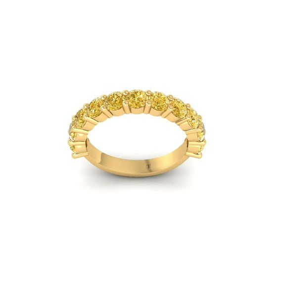 2 Ct Round Cut Citrine Anniversary Wedding Band Ring, 14K Yellow Gold Plated