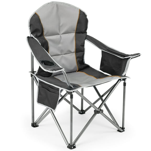 GIANNA Heavy-Duty Outdoor Folding Chair – Oversized Comfort with 300-500 lbs Support, Cushioned Back & Arms, Collapsible Design with Cup Holder for Camping, Sports & Backyard Relaxing