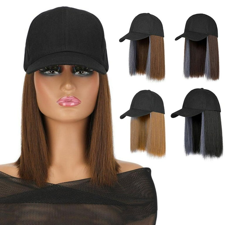Sun Hat Synthetic Wig Baseball Cap Hair Extension Hat Wig Short