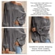 thumbnail image 5 of Camiseta Ahueca Hacia Fuera Manga Larga Cuello oblicuo Color Puro Tops De Un Hombro para Mujer Gris XL, 5 of 6