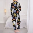 thumbnail image 3 of Pajama Sets for Women 2 Pcs, Buffalo Skull flowers Exotic Button Down Long Sleeve Sleepwear Lounge PJ Sets, 3 of 6