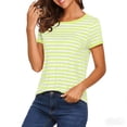 thumbnail image 3 of LIaqionyy Womens Striped Tops Short Sleeve Crew Neck Casual T Shirts Vacation Outfits Fashion Comfortable Tees, 3 of 6