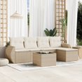 thumbnail image 1 of vidaXL 6 Piece Garden Sofa Set with Cushions Beige Poly Rattan, 1 of 5