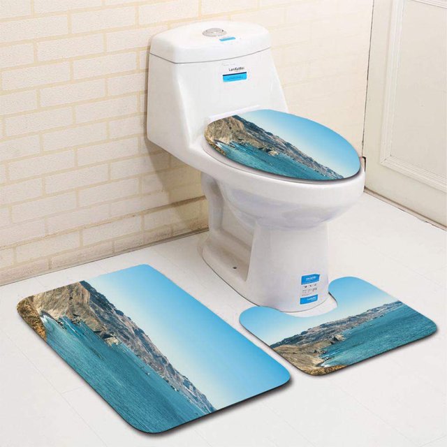 Juego de alfombras de baño de 3 piezas ABPHQTO Olas de acantilados rocosos a lo largo de la costa de Sonoma en California
