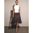 thumbnail image 4 of Womens Multicolor Polka Dot Asymmetrical Ruched High-Low Flowing Midi Skirt, Boho Elegant Summer Vacation Skirt, 4 of 6