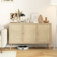 thumbnail image 2 of HOMCOM Buffet Bahut Boho avec Portes Décoratives en Rotin, Naturel, 2 of 10