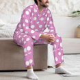 thumbnail image 6 of Bingfone Men's Pajama Set 2 Piece Loungewear PJs, Long Sleeve with Pajama Pants-Purple And White Polka Dot, 6 of 7