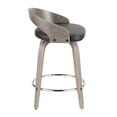thumbnail image 4 of Grotto Mid-Century Modern Counter Stool with Light Grey Wood and Black Faux Leather by LumiSource - Set of 2, 4 of 7