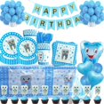 thumbnail image 2 of Blue Boy My First Tooth-vajilla de decoración para fiesta temática, plato y vaso de papel, Baby Shower para niños, suministros de fiesta de cumpleaños de 1 año, 2 of 4