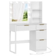 thumbnail image 5 of Ktaxon Lighted Makeup Vanity Table, White Dressing Desk with Charging Station, White, 5 of 10