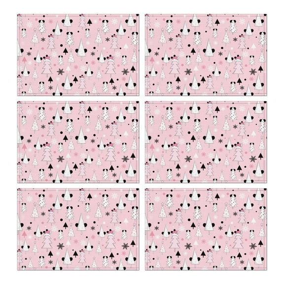 Holiday Placemats Set of 6, 12x17 Inch Christmas Watercolor Collection - Washable Vinyl Table Mats for Thanksgiving & Christmas Dining Decor