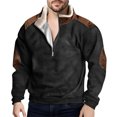 thumbnail image 5 of Wutalume Men's Outdoor Standing Collar Sweatshirt, Spring Casual Tops, Loose Fit Long Sleeve for Hiking and Leisure, Durable Material for Active Lifestyles,Black 2XL, 5 of 5