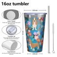thumbnail image 4 of 16oz Tumblers Basset Hound Dog and Flower Stainless Steel Vacuum Insulated Double Wall Travel Tumbler Cups Mug with Lid and Straw,Cleaning Brush for Coffee,Tea, 4 of 4