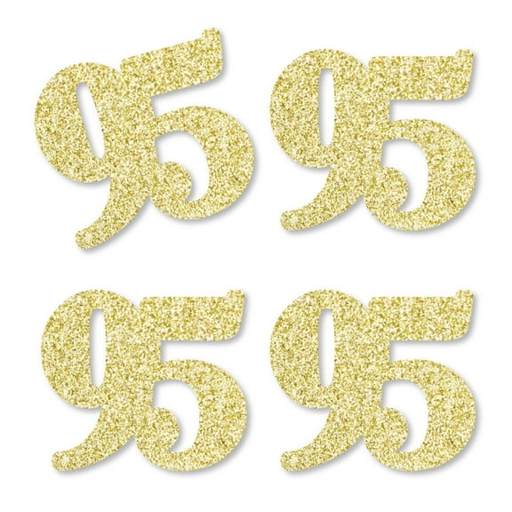 Big Dot of Happiness Gold Glitter 95 - No-Mess Real Gold Glitter Cut-Out Numbers - 95th Birthday Party Confetti - Set of 24