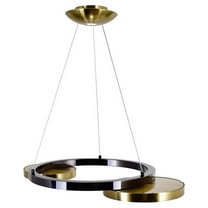 CWI Lighting Deux Lunes Contemporary Metal LED Chandelier in Black/Brass