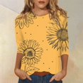 thumbnail image 2 of Women's Floral Print Casual Blouse Lightweight Summer Tops with 3/4 Sleeves and Round Neckline Vibrant Colors, 2 of 5