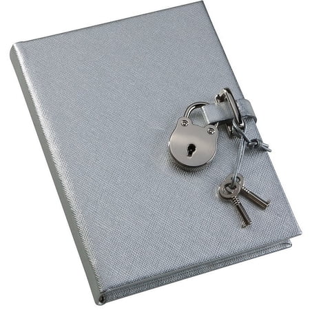 SILVER DIARY Small with HEART LOCK in Saffiano Leather by Graphic Image trade - 4.250x6