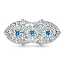 Bling Jewelry Womens Art Deco Brooche Pin with Blue CZ Simulated Sapphire