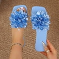 thumbnail image 2 of Tqyyweavej Flat Sandals for Women 3D Flower Solid Color Open Square Toe Sandals Slip On Comfortable Dressy Sandals Gifts for Women, 2 of 10