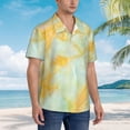 thumbnail image 4 of Haiem Yellow With Teal Marble Printed Hawaiian Shirt for Men - Men’s Casual Beach Summer Shirts - Stretch Fabric with Modern Fit-X-Large, 4 of 7
