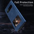 thumbnail image 3 of MonsDirect for 7.6 inch Samsung Galaxy Z Fold 3 5G 2021 Case, Nappa Leather with Flip Folding Magnetic Face Cover, Window Design with Hidden Kickstand Full Protective Case for Galaxy 3, Nappa Blue, 3 of 7