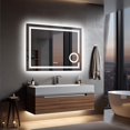 thumbnail image 1 of Wisfor LED Lighted Bathroom Mirror: 24 x 32 Inch Dimmable Backlit Front Lit Wall Vanity Makeup Mirror with 3X Magnifying Smart Touch Switch Anti-Fog Dimmable Memory Function, Plugin or Hard Wired, 1 of 8