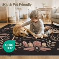 thumbnail image 4 of ODIKA 8'x10' Washable Area Rug Black Pink Mystical and Floral Design Enigmatic Motifs with Cats, Moons, Symbols for Living Room, Under Sectional, Family , Durable, Non-Slip, 4 of 7