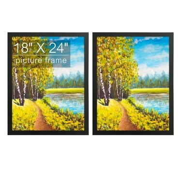 Golden State Art, 18x24 Picture Frame with Plexiglass, Fit for 18 by 24 Inch Pictures, Puzzle, Poster, Artwork - Horizontal and Vertical Display for Wall - Set of 2 (Black)